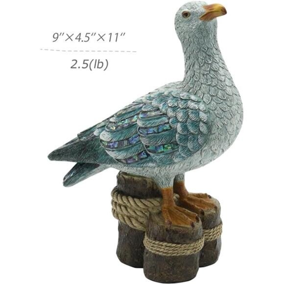 Standing Seagull Statue Decor Coastal Themed Decorative Sculpture Resin, 11'' - Picture 3 of 7